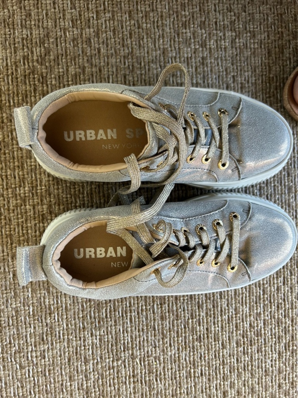 Urbane Silver Glitter Lace-Up Sneakers